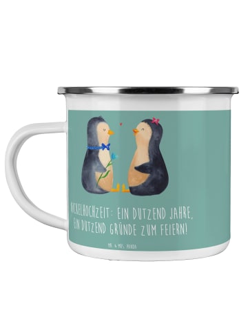 Mr. & Mrs. Panda Emaille Tasse 12 Hochzeitstag Nickelhochzeit mi... in Meeresbrise