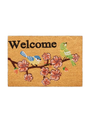 relaxdays Fußmatte "Welcome Vogel" in Natur - (L)60 x (B)40 cm