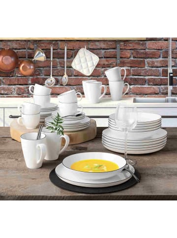 Seltmann Weiden 6er Set Speiseteller Lido Black Line ø 26 cm in weiß