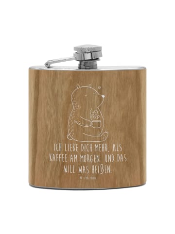 Mr. & Mrs. Panda Flachmann Bär Morgenkaffee mit Spruch in Braun