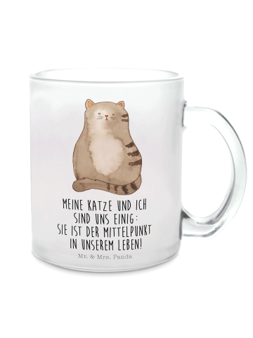 Mr. & Mrs. Panda Teetasse Katze Sitzen mit Spruch in Transparent