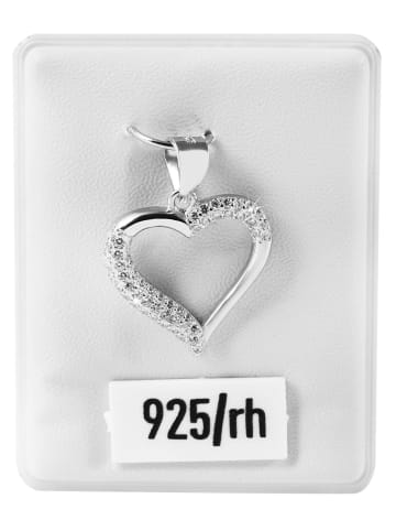 Adeliás Damen Anhänger – Herz Herzanhänger aus 925 Silber mit Zirkonia in silber