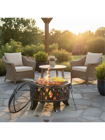 relaxdays Feuerschale in Schwarz/ Bronze - (H)58 x Ø 66 cm