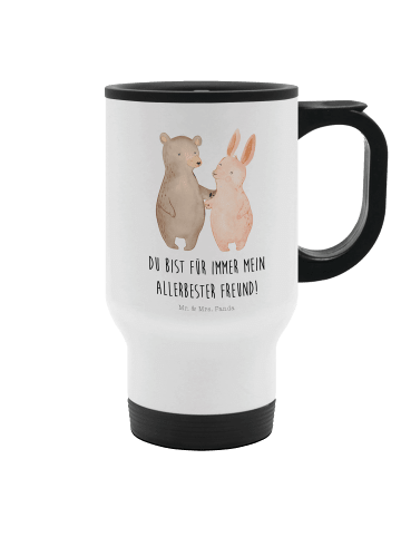 Mr. & Mrs. Panda Kaffeebecher To Go Bär und Hase Umarmen mit Spruch in Weiß