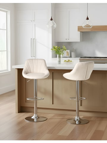 Beliani Drehhocker LUCCA in Beige/Silber - (W) 47 x (H) 83 x (L) 52 cm