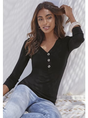 LASCANA Langarmshirt in schwarz