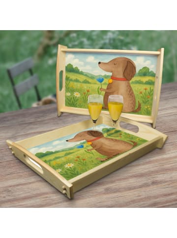 Mr. & Mrs. Panda Serviertablett Hund Blume Design ohne Spruch in Weiß