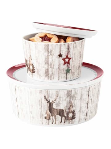 Seltmann Weiden 2er Set Gebäckdosen Life Christmas ø 14 / 21 cm weiß-braun in weiß-braun