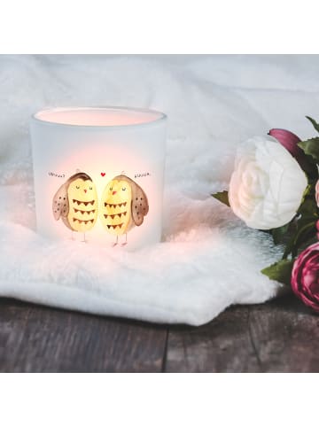 Mr. & Mrs. Panda Teelichthalter Glas Eulen Liebe ohne Spruch in Transparent