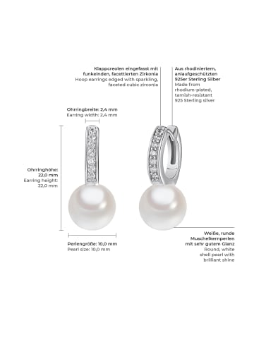 Rafaela Donata Creolen aus Sterling Silber mit Zirkonia und Muschelkernperle in silber