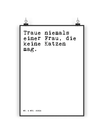 Mr. & Mrs. Panda Bild Traue niemals einer Frau,... mit Spruch in Weiß