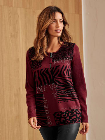 WITT WEIDEN Pullover in bordeaux-schwarz-gemustert