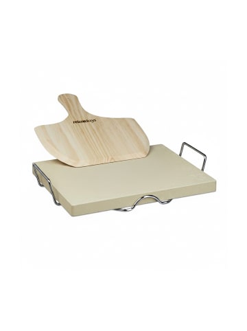 relaxdays Pizzastein in Natur mit Zubehör - (H)3 cm