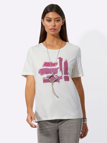 creation L Kurzarmshirt in ecru-fuchsia-bedruckt