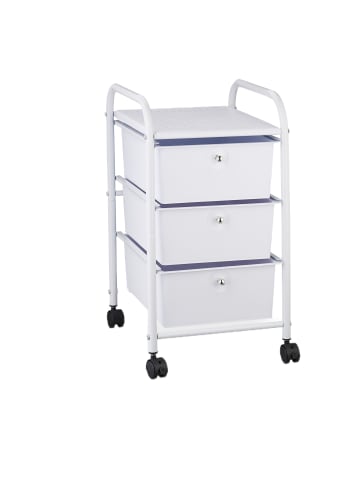 relaxdays Badrollwagen "3 Schubladen" in Weiß - (B)33 x (H)60 x (T)39 cm