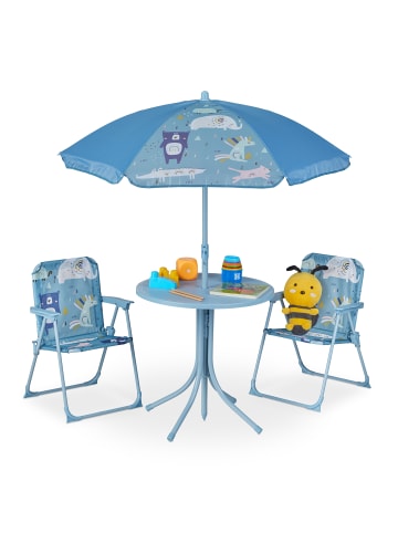 relaxdays Camping Kindersitzgruppe "Tiere" in Blau