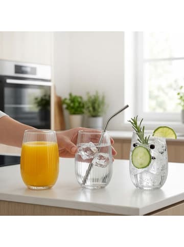 relaxdays 6 x Trinkgläser in Transparent - 400 ml