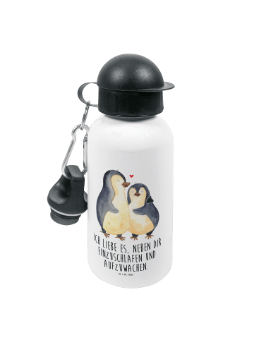 Mr. & Mrs. Panda Kindertrinkflasche Pinguine Einschlafen mit Spruch in Weiß