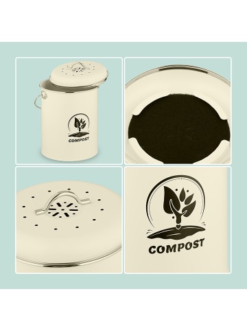 relaxdays Komposteimer in Creme - 5,5 Liter