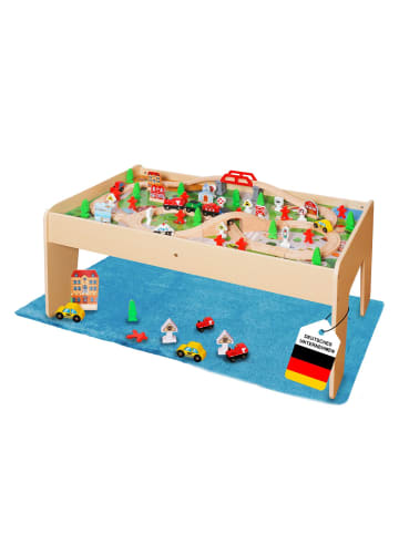 Mein-Regal Spieltische Holz 90 mit tlg Holzeisenbahn in Natur