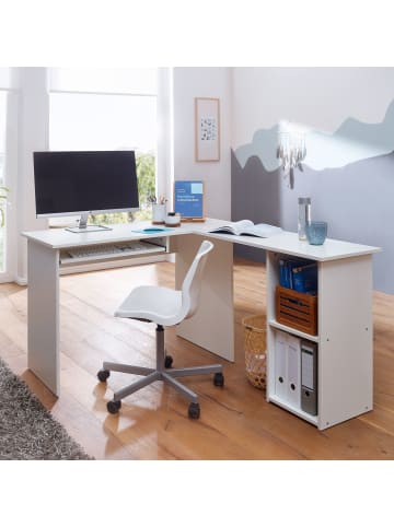 KADIMA DESIGN Bürokombination Praktisch | Regal System, PC-Tisch, Melamin in Weiß