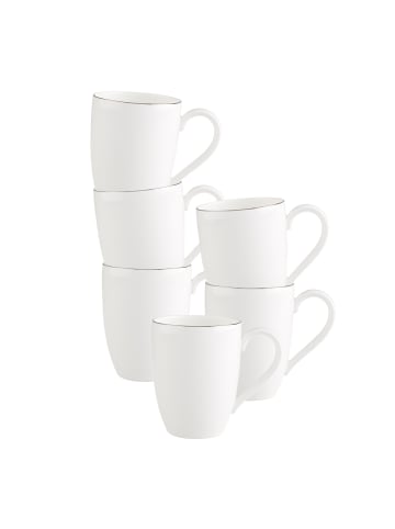 Villeroy & Boch 6er Set Becher mit Henkel Anmut Platinum No. 1 in 300 ml in weiß