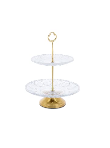 relaxdays Etagere in Transparent/ Gold - (H)30 x Ø 23 cm