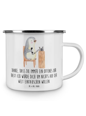 Mr. & Mrs. Panda Emaille Becher Freund fürs Leben mit Spruch in Weiß