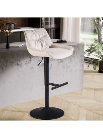 FineBuy Barstuhl in Beige / Samt / 45x55x106