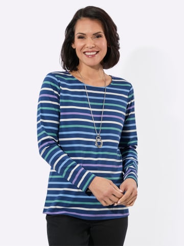 WITT WEIDEN Druck-Shirt in jeansblau-ecru-geringelt