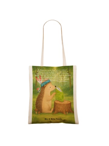 Mr. & Mrs. Panda Stofftasche Igel Federschmuck Design mit Spruch in Weiß
