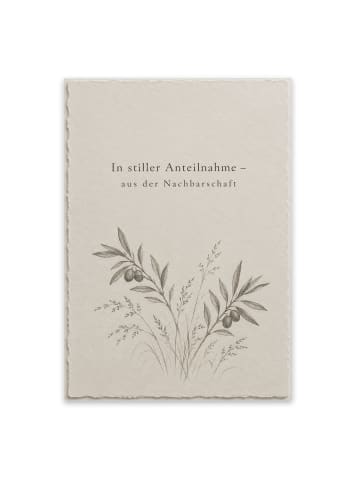 Trauerspruchkarte Zweig still Design mit Spruch in Weiß
