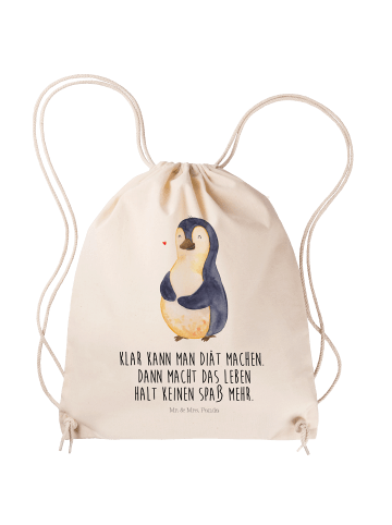 Mr. & Mrs. Panda Sportbeutel Pinguin Diät mit Spruch in Creme