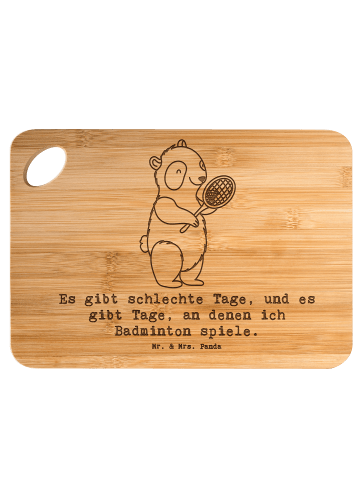 Mr. & Mrs. Panda Hackbrett Panda Badminton mit Spruch in Braun
