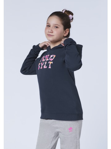 Polo Sylt Hoodie im floralen Logo-Design in Blau