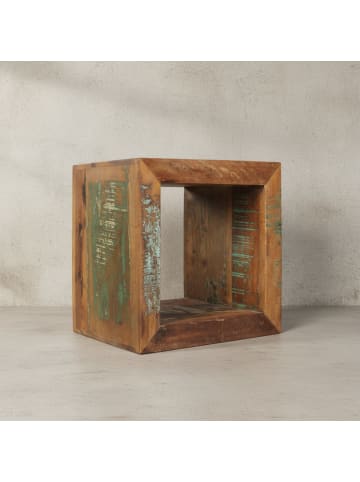 KADIMA DESIGN Beistelltisch Kalkutta 45 x 45 x 35 cm, Massivholz Cube Tisch für