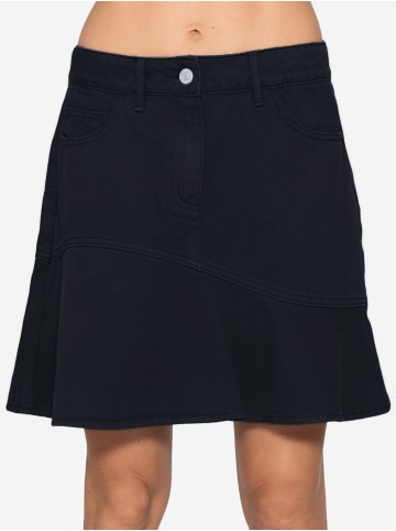 SASSYCLASSY Jeans Rock mit Volant in Schwarz