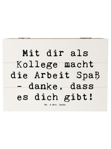 Mr. & Mrs. Panda Kiste Spruch Kollege Freude mit Spruch in Weiß