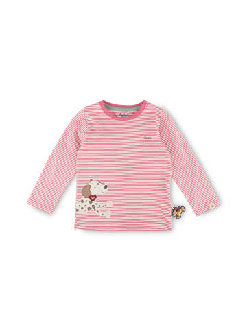 Sigikid Langarmshirt Funny Dog in Rosa/Weiß
