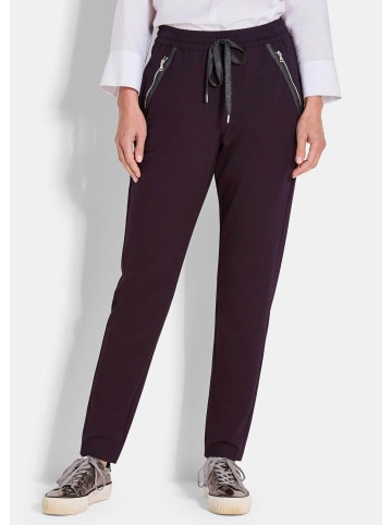 GOLDNER Stoffhose Elegante Joggpants SARA, hoher Bund in aubergine