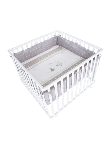 roba Laufgitter Holz weiß inkl. Schutzeinlage Indibär & Rollen