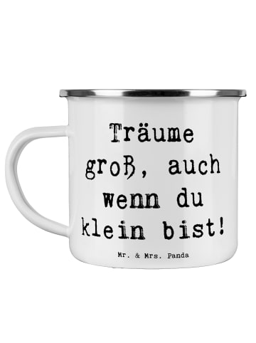 Mr. & Mrs. Panda Camping Emaille Tasse Spruch Alleine schlafen l... in Weiß