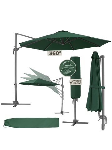 tectake Sonnenschirm mit Winddach, UV-Schutz 50+, Inkl. Schutzhülle | Ø 300 cm