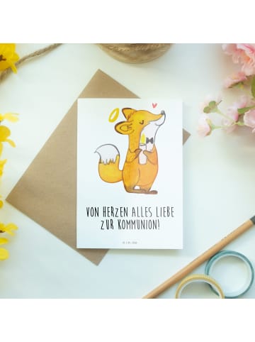 Mr. & Mrs. Panda Grußkarte Fuchs Kommunion mit Spruch in Weiß