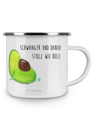 Mr. & Mrs. Panda Emaille Becher Avocado Schwangerschaft mit Spruch in Weiß