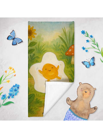 Mr. & Mrs. Panda Handtuch Spiegelei Ei Design ohne Spruch in Weiß