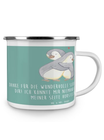 Mr. & Mrs. Panda Pott 7. Hochzeitstag Kupferhochzeit mit Spruch in Meeresbrise