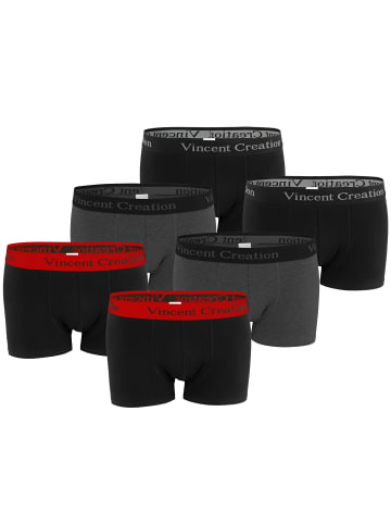Vincent Creation® Boxershorts 6 Stück Hipster, Retroshorts in schwarz-rot/anthrazit/schwarz