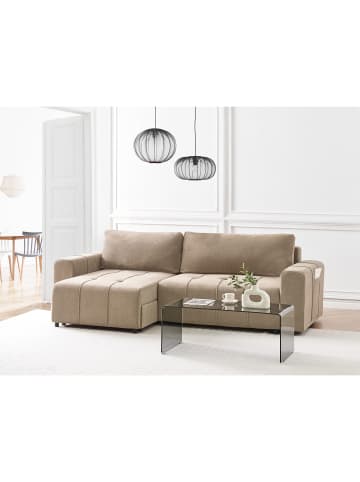 Beliani Schlafsofa INNVIK in Braun - (W) 261 x (H) 90 x (L) 156 cm