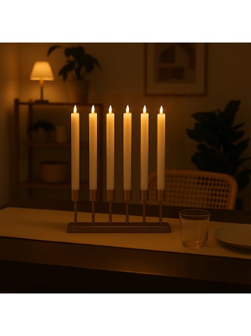 relaxdays 6 x LED Stabkerzen in Weiß